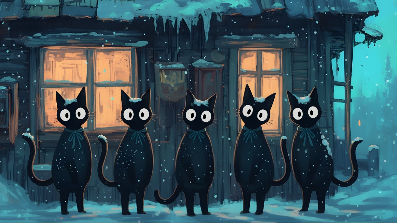 Black Cats Deep Bass Snowy Night Jazz: Cozy Feel-Good Music for Work & Relaxation