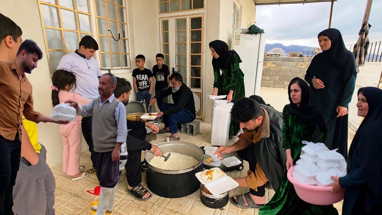 Prayers🤲 and Food🍲 Distribution in Memory of Dear Najmeh 🖤😭 A Special Night in Our Village