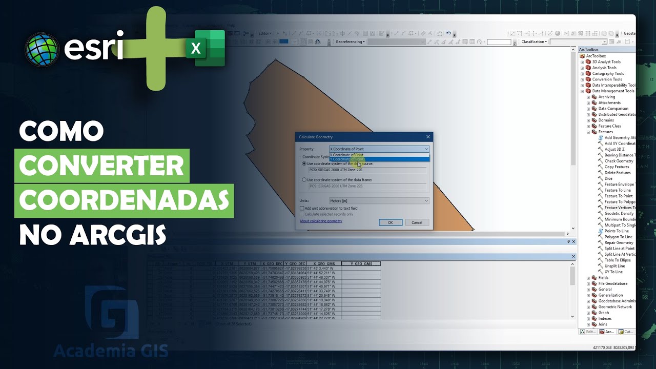 COMO CONVERTER COORDENADAS NO ARCGIS E EXPORTAR PARA O EXCEL