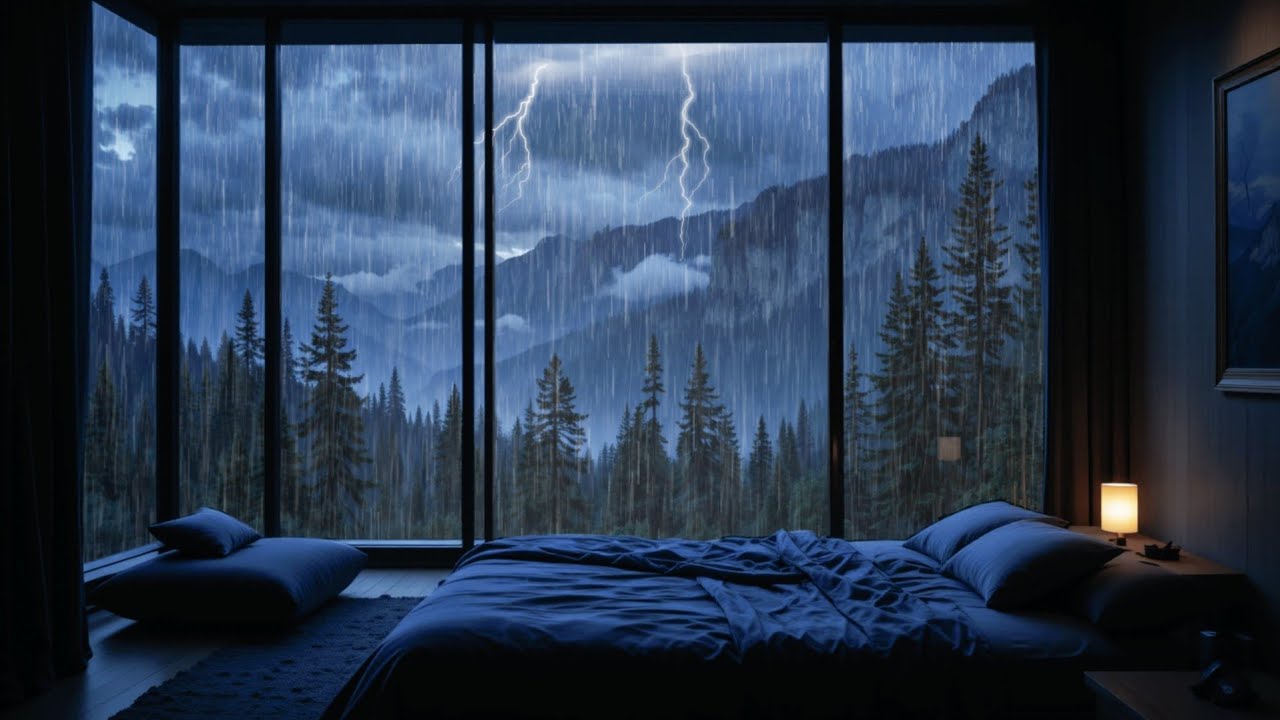 Rain on Window in Cozy Bedroom 🌧️ Relaxing Night Rain Sounds for Deep Sleep