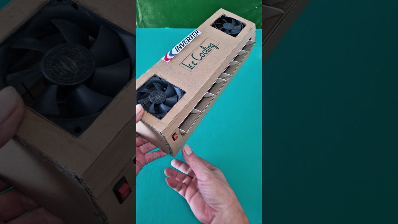 Homemade air conditioner made from a computer fan and cardboard #ac #airconditioner #diy