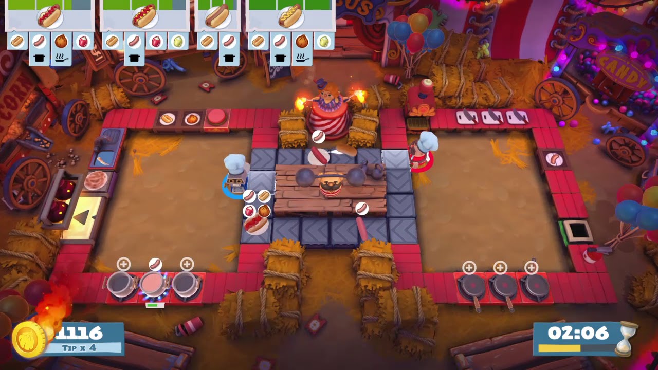 Overcooked 2 - Carnival of Chaos 3-3 - 2 players - Score: 2832