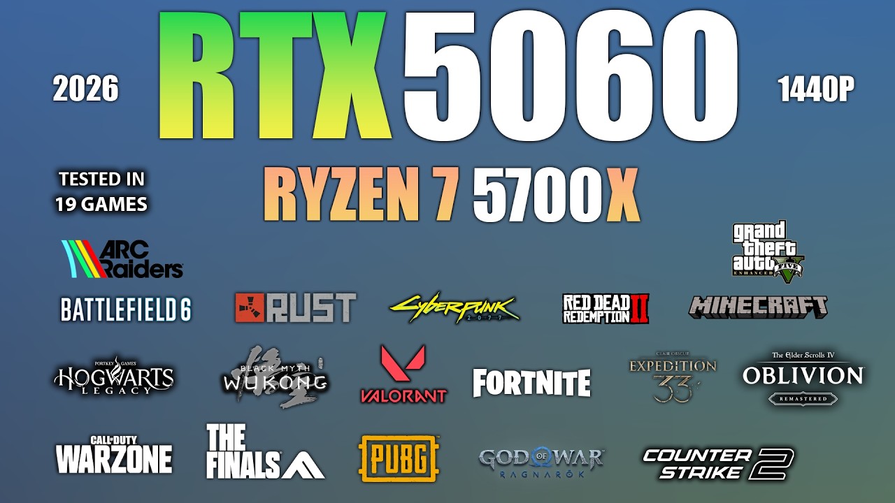 RTX 5060 + Ryzen 7 5700X : Test in 19 Games At 1440p