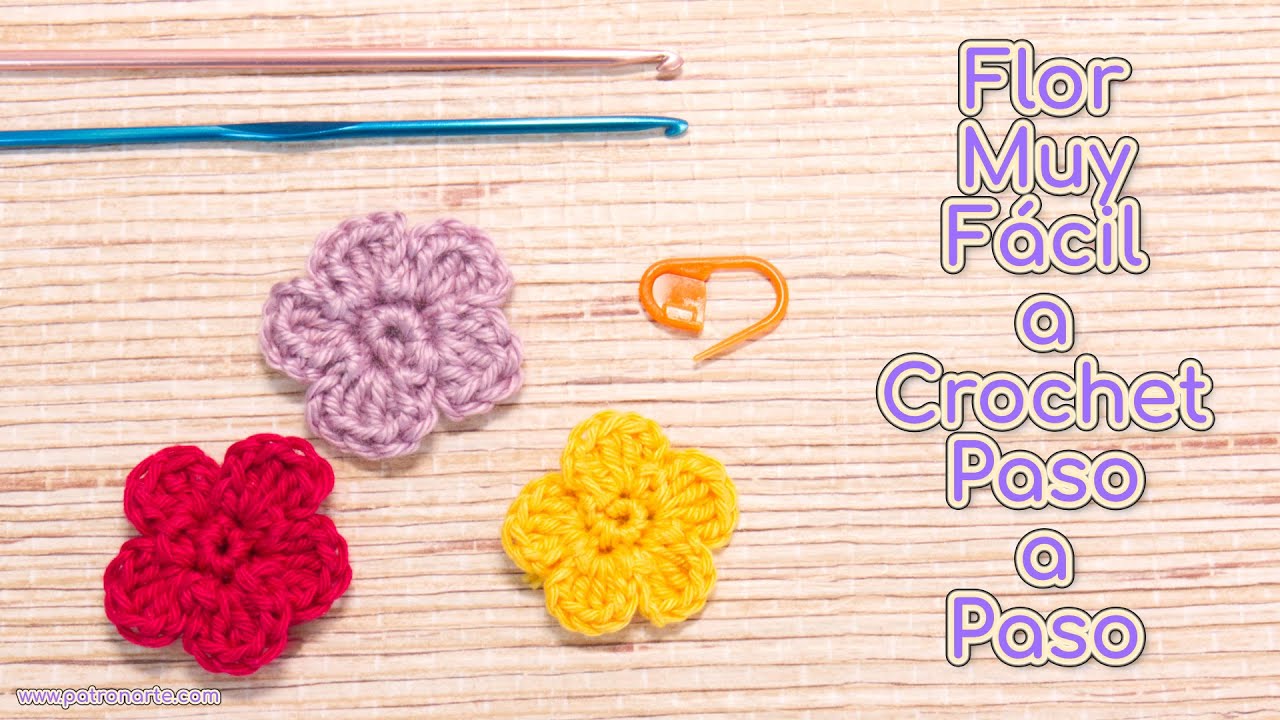 Flor a Crochet ¡SÚPER FÁCIL! en Menos de 5 Minutos