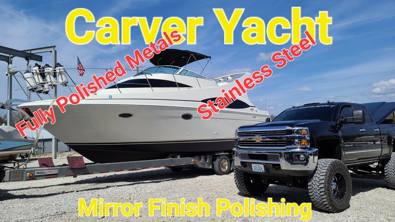 Carver Yacht Metal Parts Fully Polished and Launched into the Lake - www.mirrorfinishpolishing.com