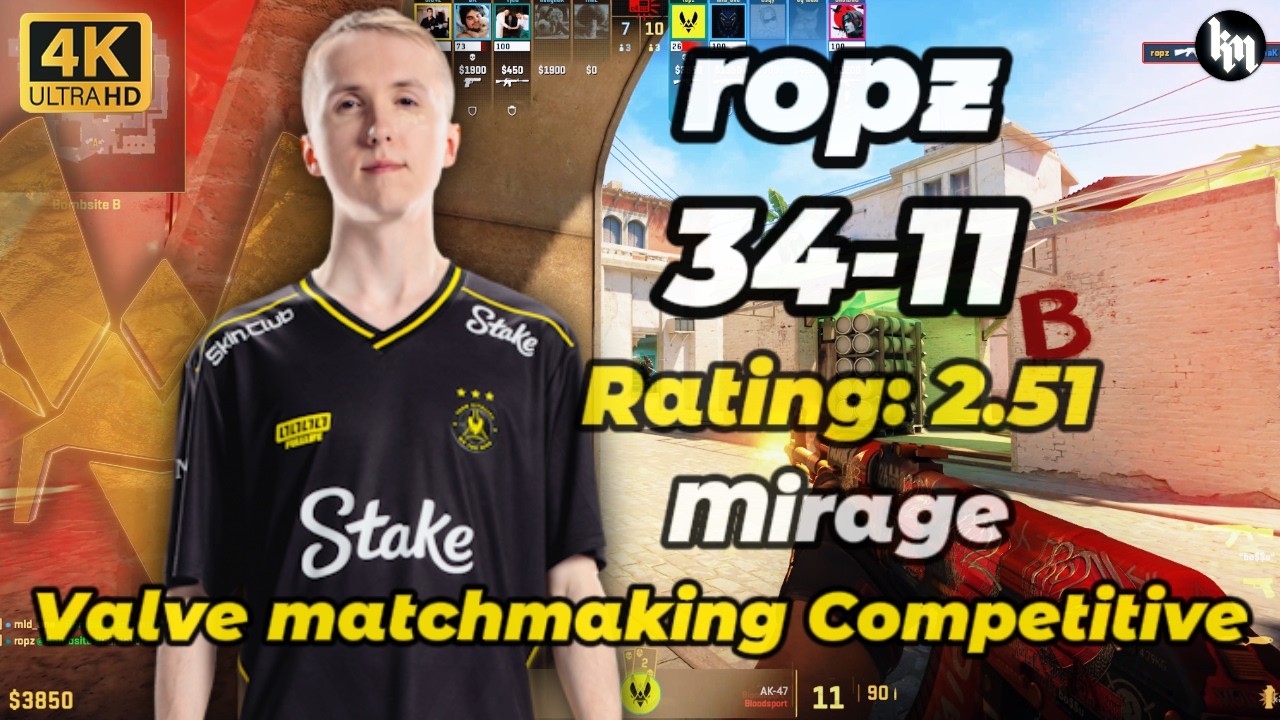 ropz (34-11) Rating: 2.51 (Mirage) Valve matchmaking Competitive | Feb 18, 2026 #cs2 #ropz #pov