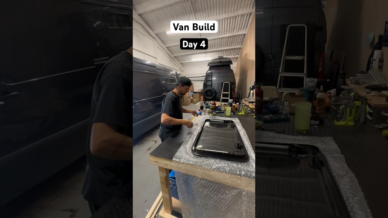 Van Build Day 4 ✅ Window installation. #vanlife #projectvanlife #camperbuild