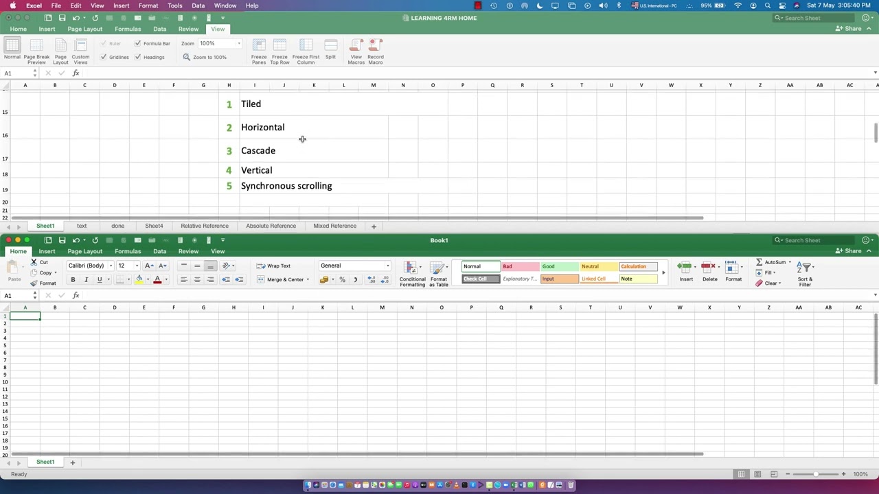 MS EXCEL Tutorials for Beginners - 4 - View Files Side By Side.
