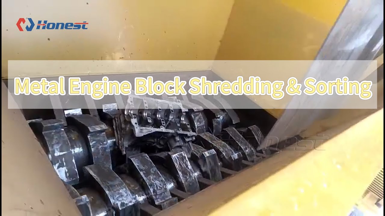 Shredding Engine Block! Scrap Metal Car Engine Shredder