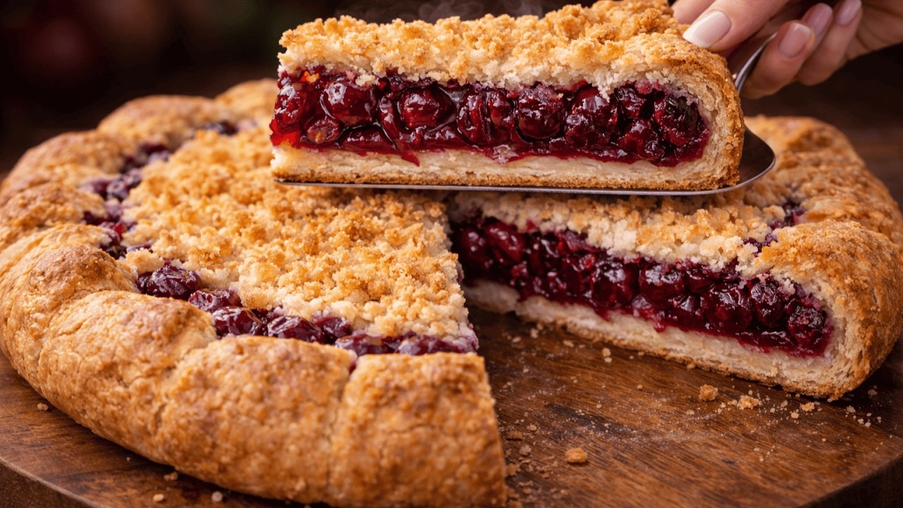 ORIGINAL Frozen Dark Cherry Pie! Best 5 min Italian Dessert I've ever had! 🍒🇮🇹