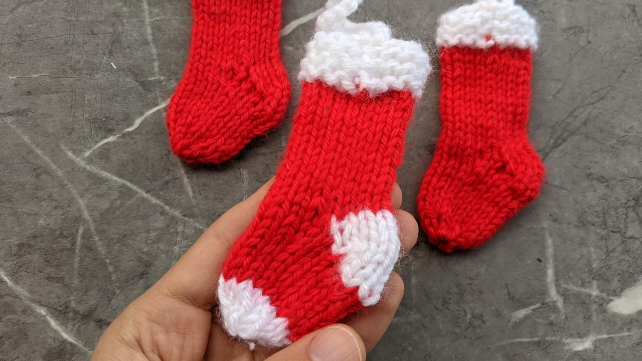 Knit Mini Santa Sock (Stocking) Ornament