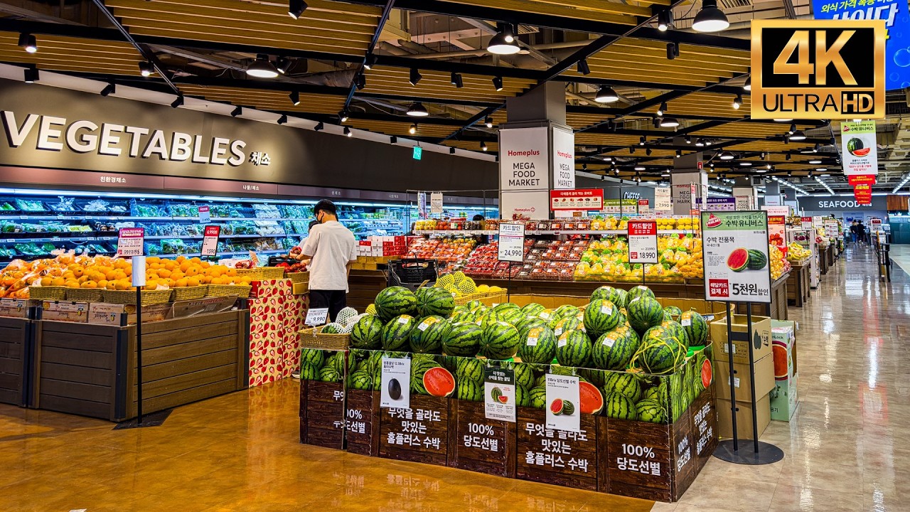 🇰🇷 Внутри HOMEPLUS &ndash; гипермаркета №3 в Корее &ndash; Экскурсия по магазинам в Пусане [4K]