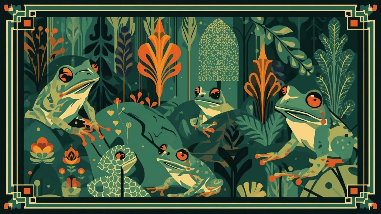 Art Deco Frogs in the Forest | Original TV Screen Art Display