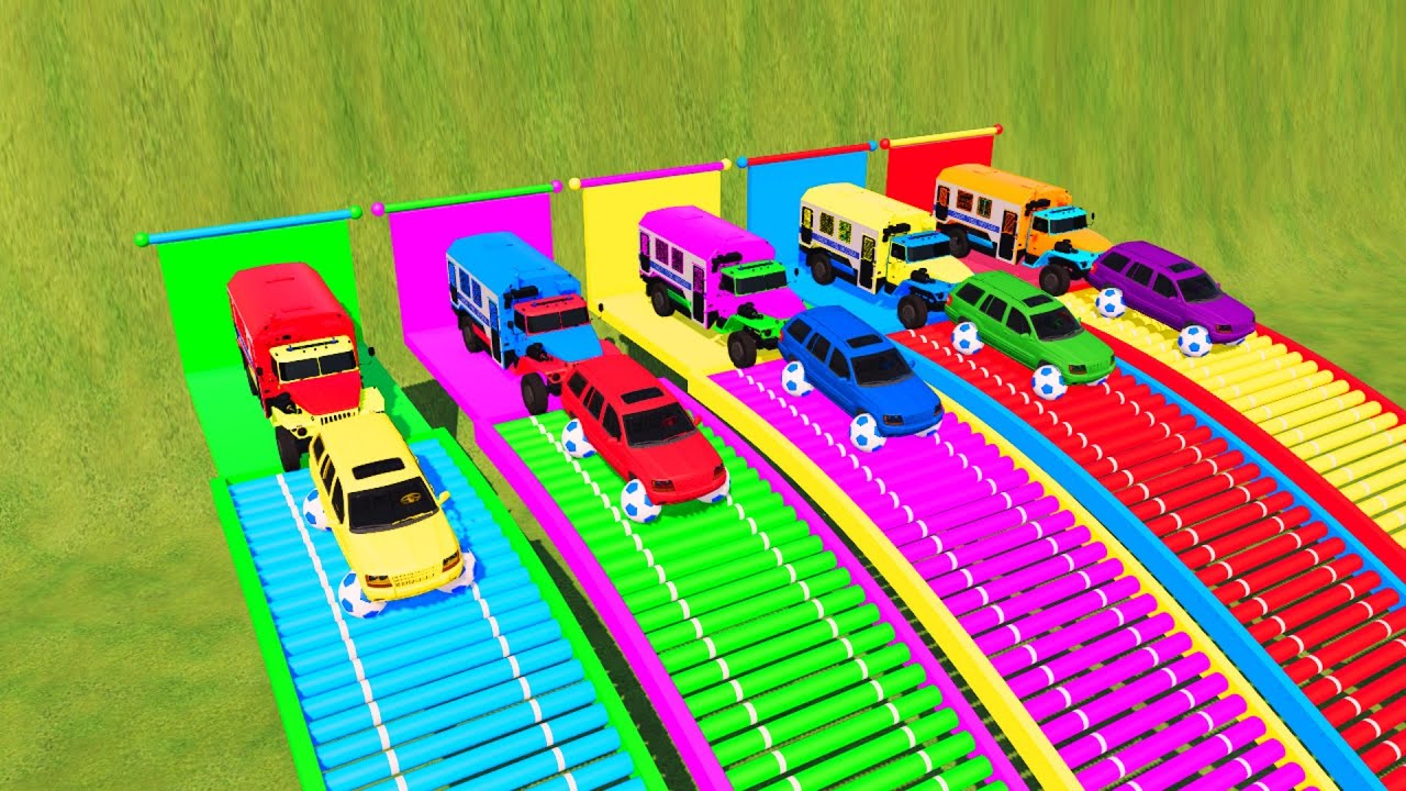 Garage with Colors – ALL BALL WHEEL CARS WITH DOUBLE FLATBED TRAILER |  VOLVO, FREIGHTLINER | FS22