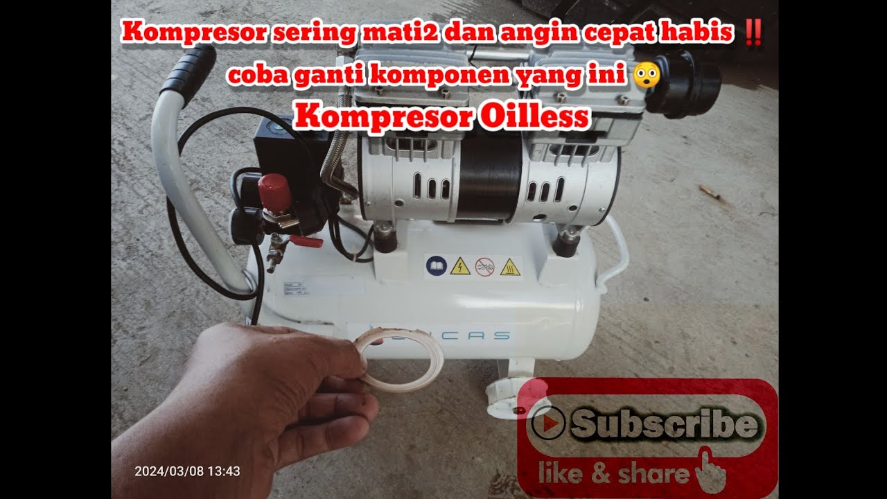 Kompresor sering mati2 dan angin cepat habis !! cara ganti membran kompresor oilless