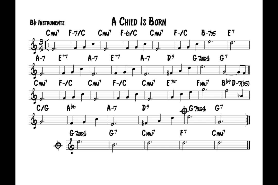 A child is born - Play along - Bb Version