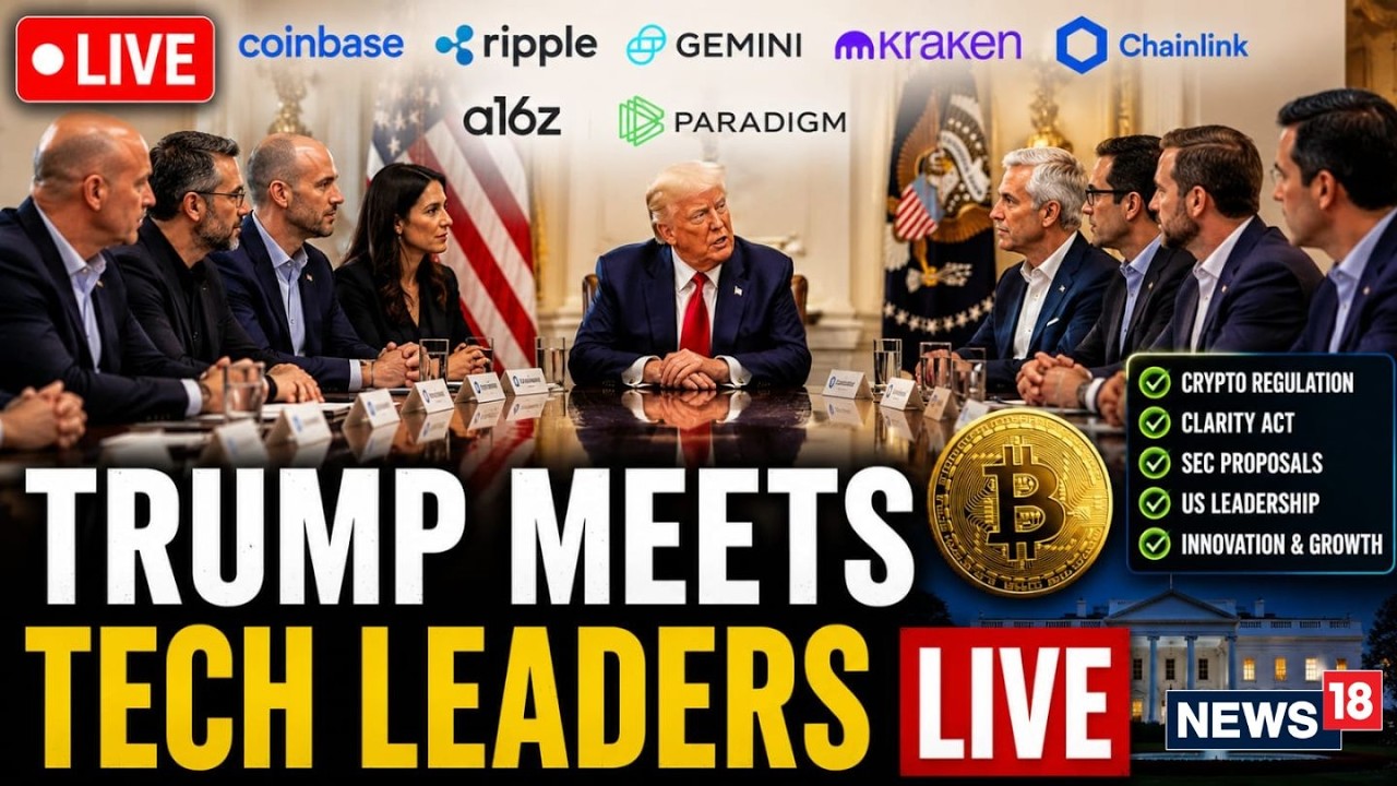LIVE: Trump Brings Crypto Giants to White House | CLARITY Act & Digital Asset Rules Discussed | N18G