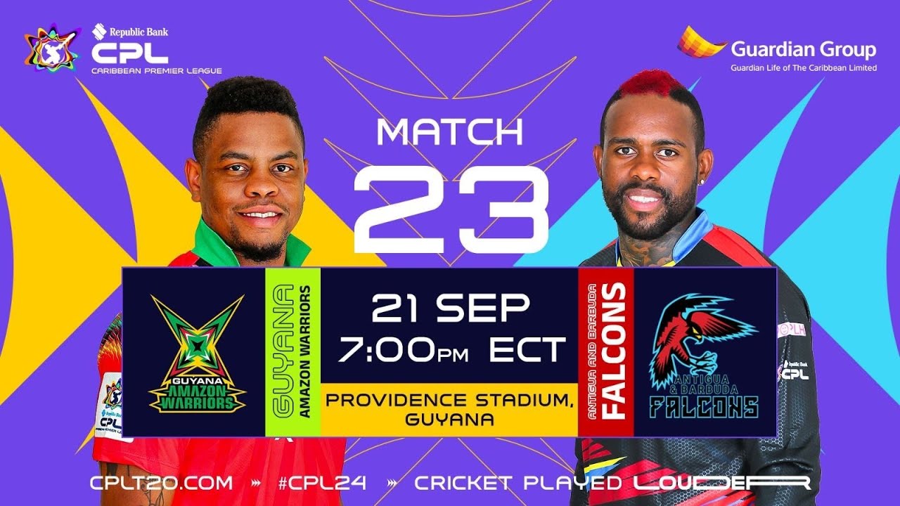 LIVE | Guyana Amazon Warriors vs Antigua & Barbuda Falcons | CPL 2024