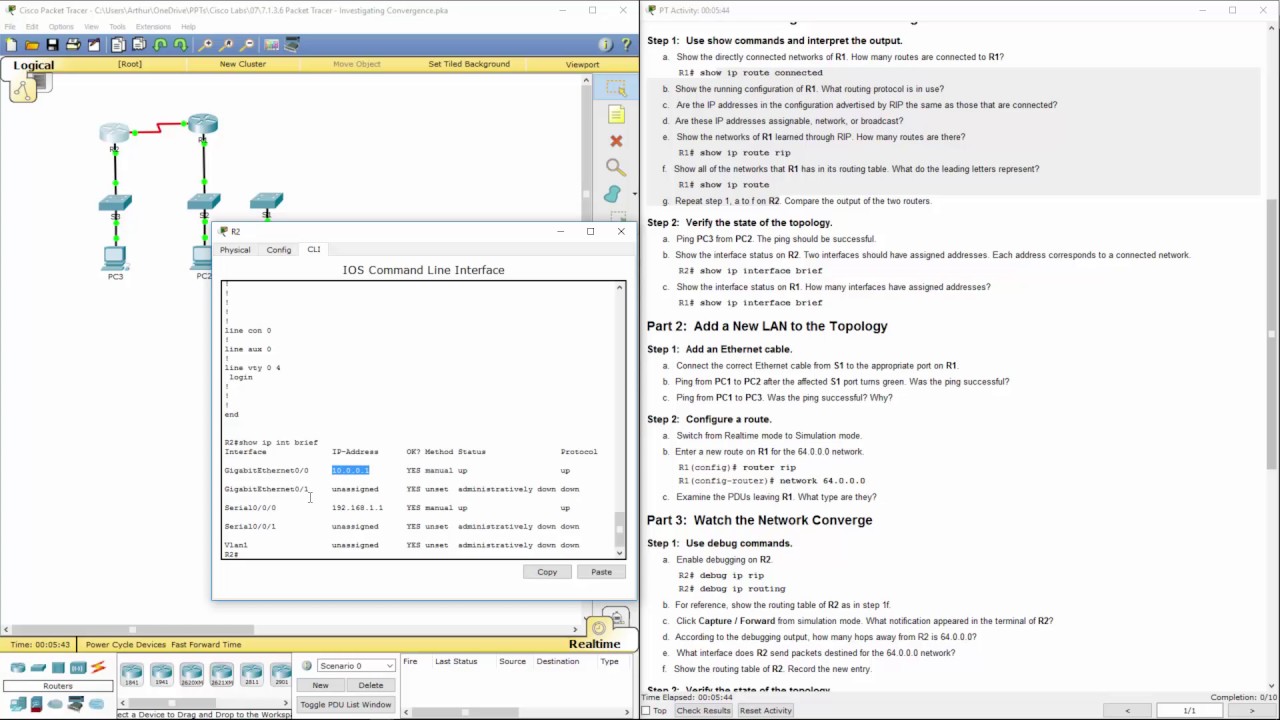 Cisco RnS - Lab 7.1.3.6 Packet Tracer - Investigating Convergence