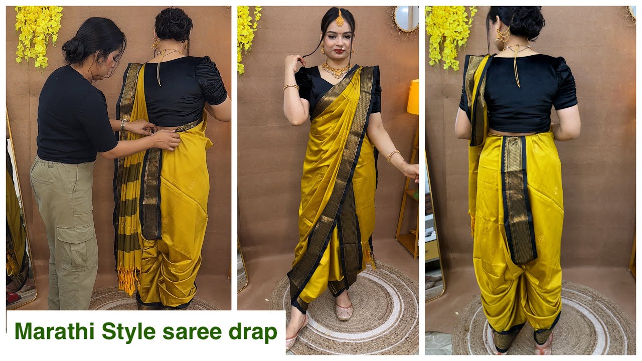 How to wear navari saree| Dhoti style saree |Marathi style saree draping with silk saree