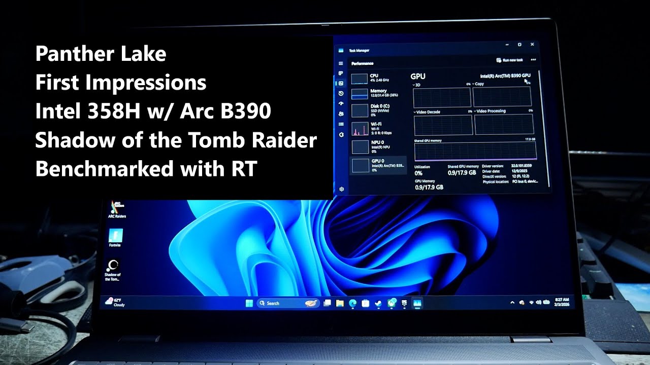 Первые впечатления от процессора Intel Panther Lake 358h и результаты теста Shadow of the Tomb Ra...