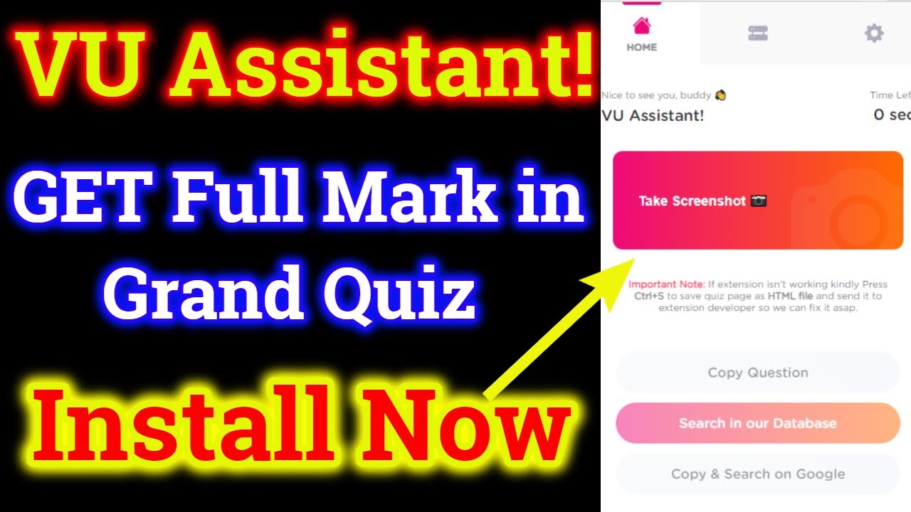 VU QUIZ ASSISTANT! Google Chrome Extension Free Download for vu Grand quiz || Abid farooq bhutta