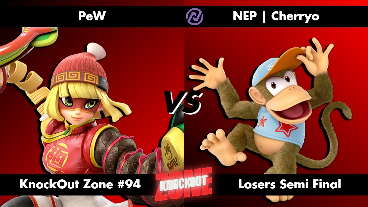 KnockOut Zone #94 - SSBU Losers Semi Final - PeW (Min Min) vs Cherryo (Diddy Kong)