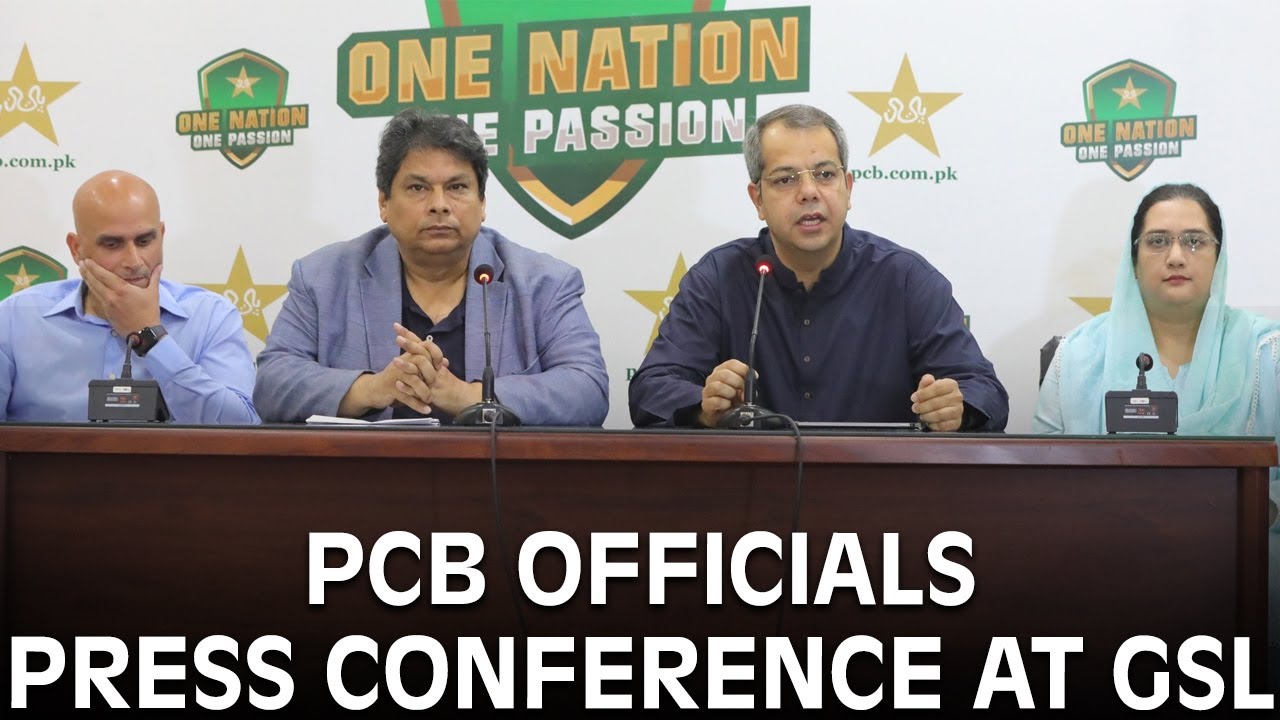 COO Sumair Ahmed Syed, Advisor to PCB Chairman Amir Mir and PCB officials' press conference at GSL