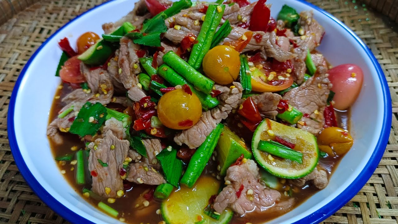 ตำเนื้อสะดุ้ง ทั้งแซ่บทั้งนัว น้ำตำยั่วๆจัดจ้านสุดๆ สูตรนี้แซ่บต้องบอกต่อ สไตล์ | ครัวบ้านๆ Channel