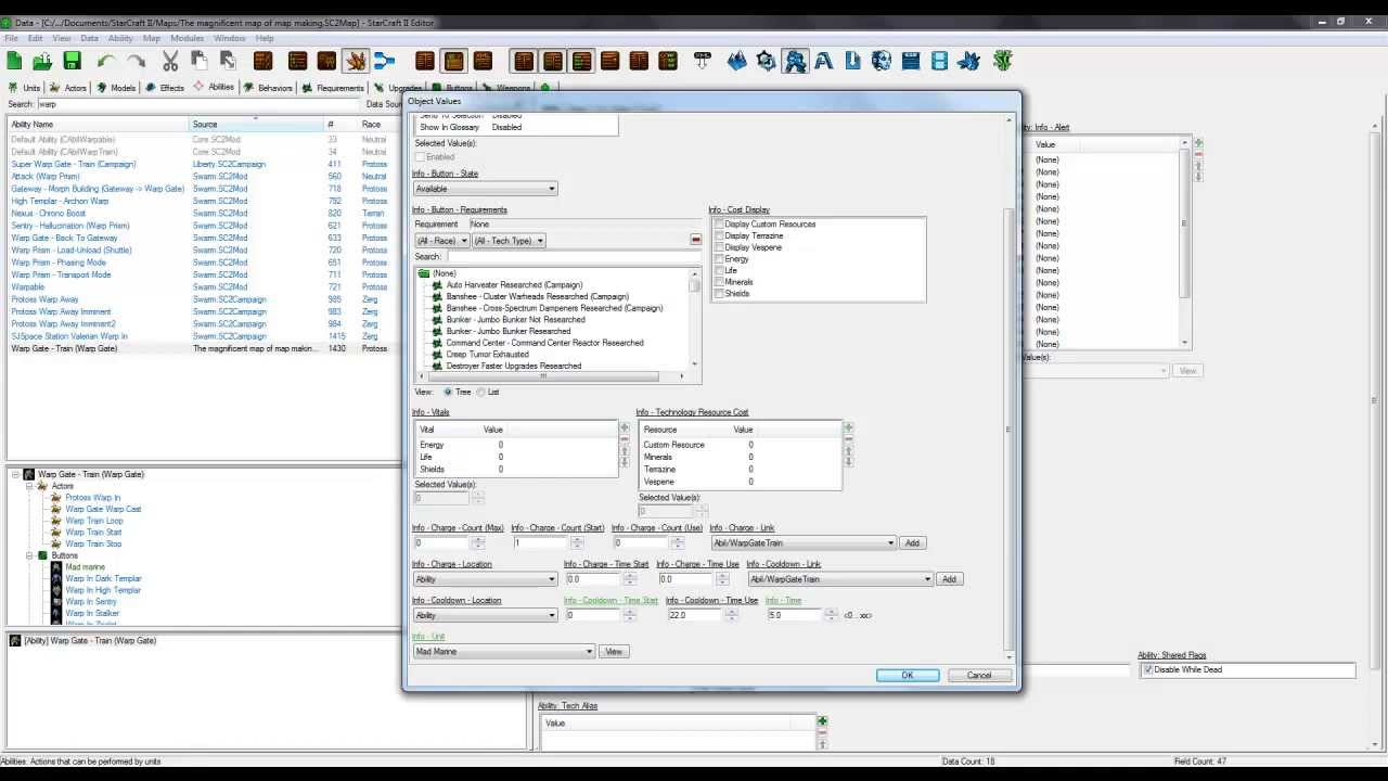 Starcraft 2 Map Editor - Warping in custom units
