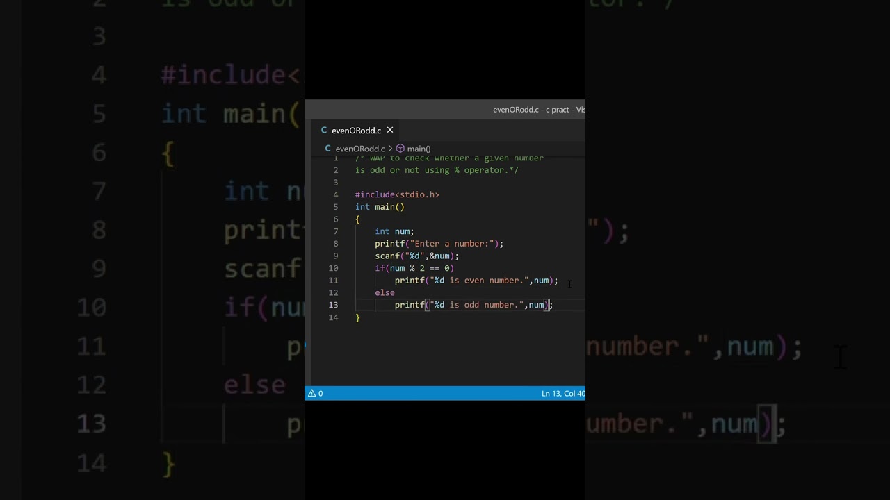 Check whether the given number is odd or even by using modulo (%) operator |  |code_with_shamsi |