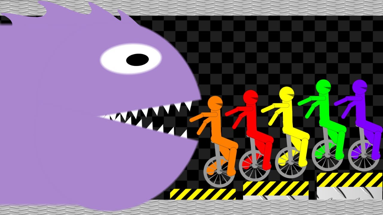 Survival Stickman Unicycle Race - Escape From Fin Worm