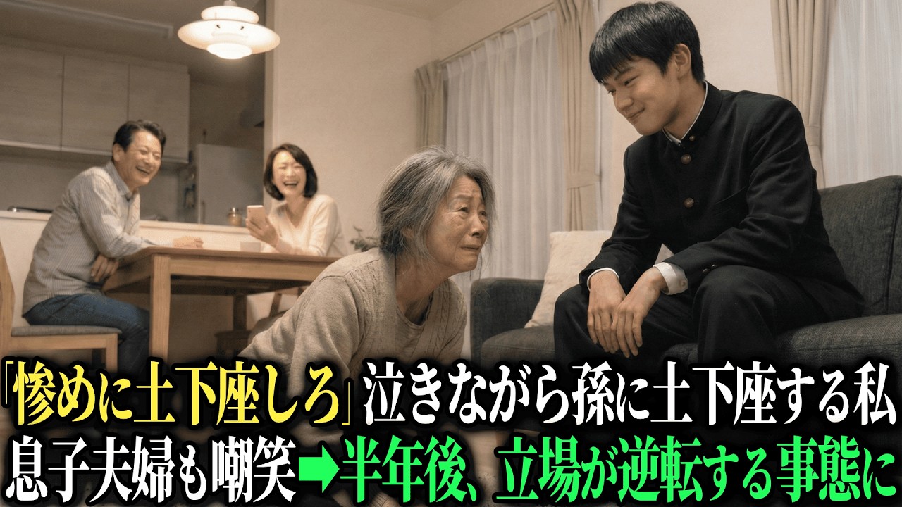 「もっと惨めに土下座しろ」孫に命じられ泣きながら土下座する私。息子夫婦は「いい気味」と笑った。半年後、三人が私に土下座することになるとは知らずに・・・【シニアのスカッと朗読】【老後の知恵】