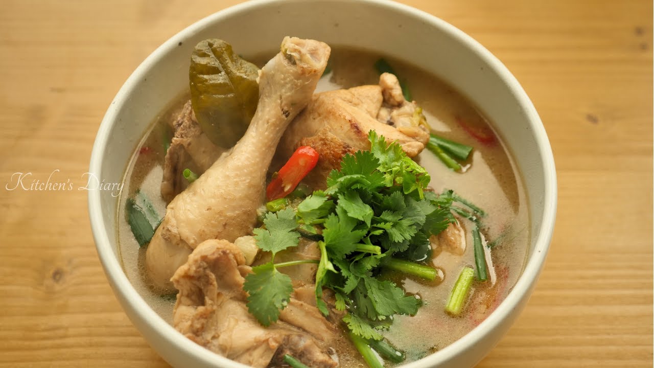 សម្លង៊ាំងូវសាច់មាន់[Khmer Pickled Lime Soup][Kitchen Story/Home Cuisine]
