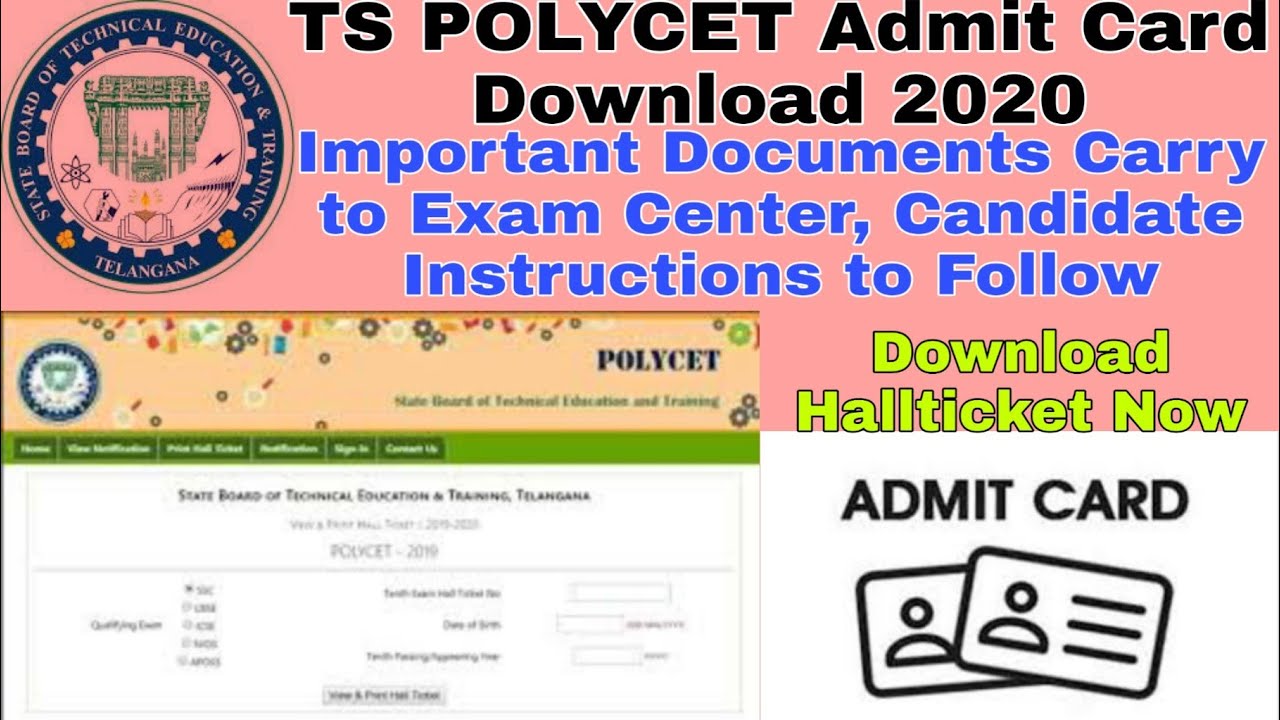 POLYCET Admit Card Download 2020 | Polycet Hallticket| Polycet Exam Instructions| Diplom Engineering