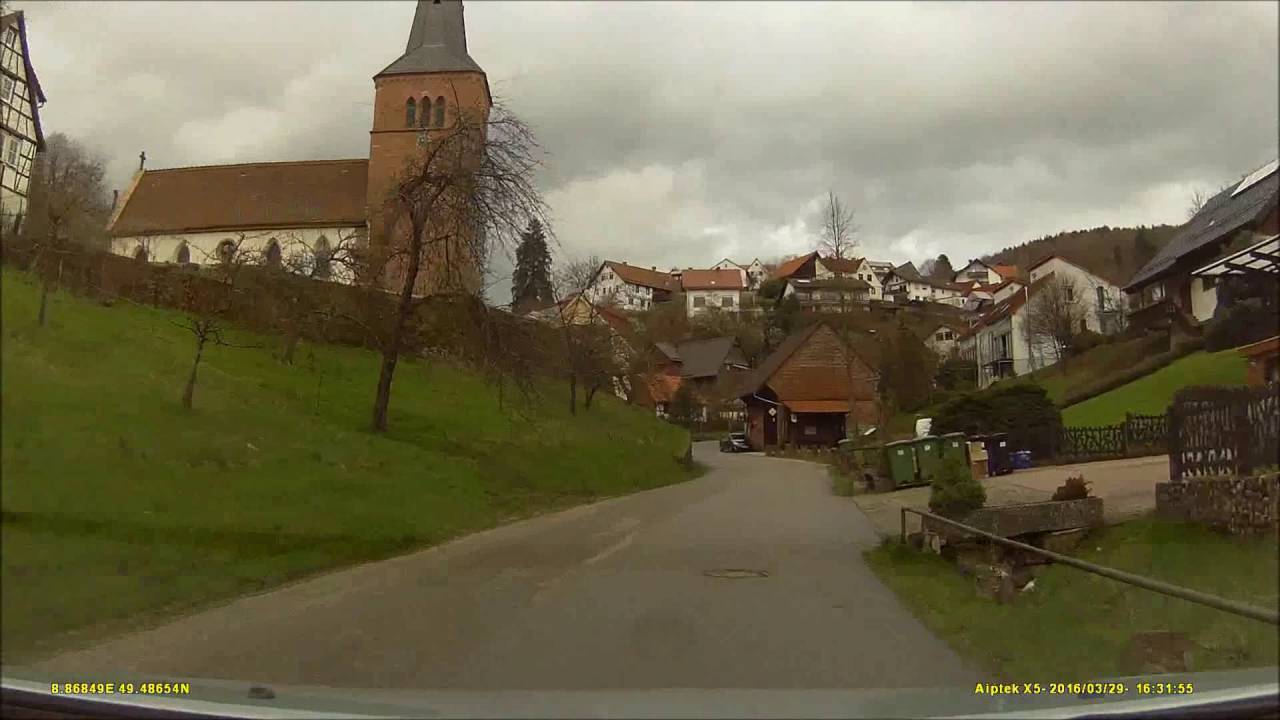 Ortsdurchfahrt im badischen Odenwald/HD: Exklave Brombach (S&uuml;d rein, West raus)