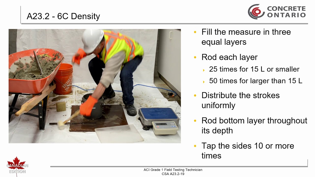 CSA A23.2-19-6C - Density and yield of plastic concrete