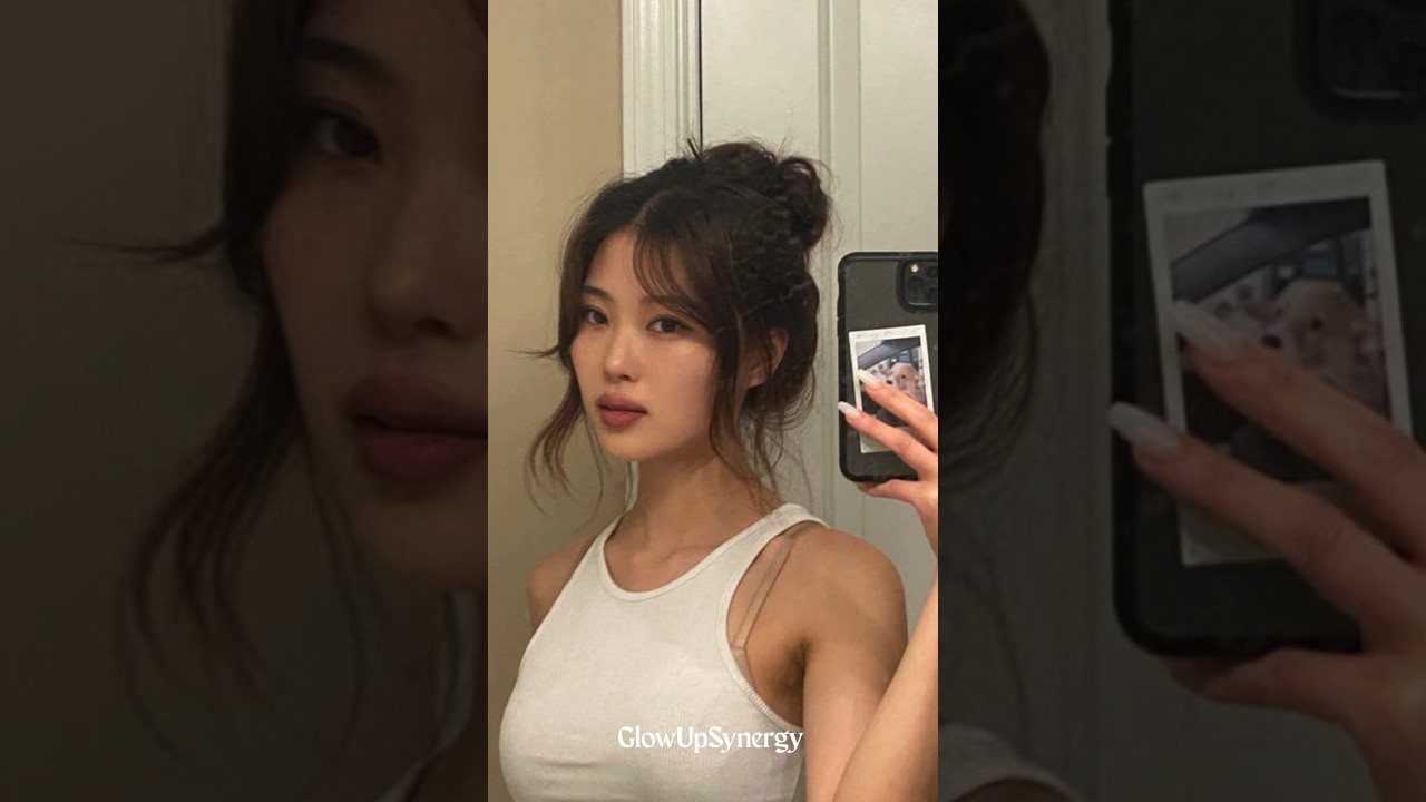 Messy Bun Hairstyle for Short Hair 🎀 #glowup #aesthetic #kbeauty #korean #thatgirl &lrm;@GlowUpSynergy&nbsp;🌻