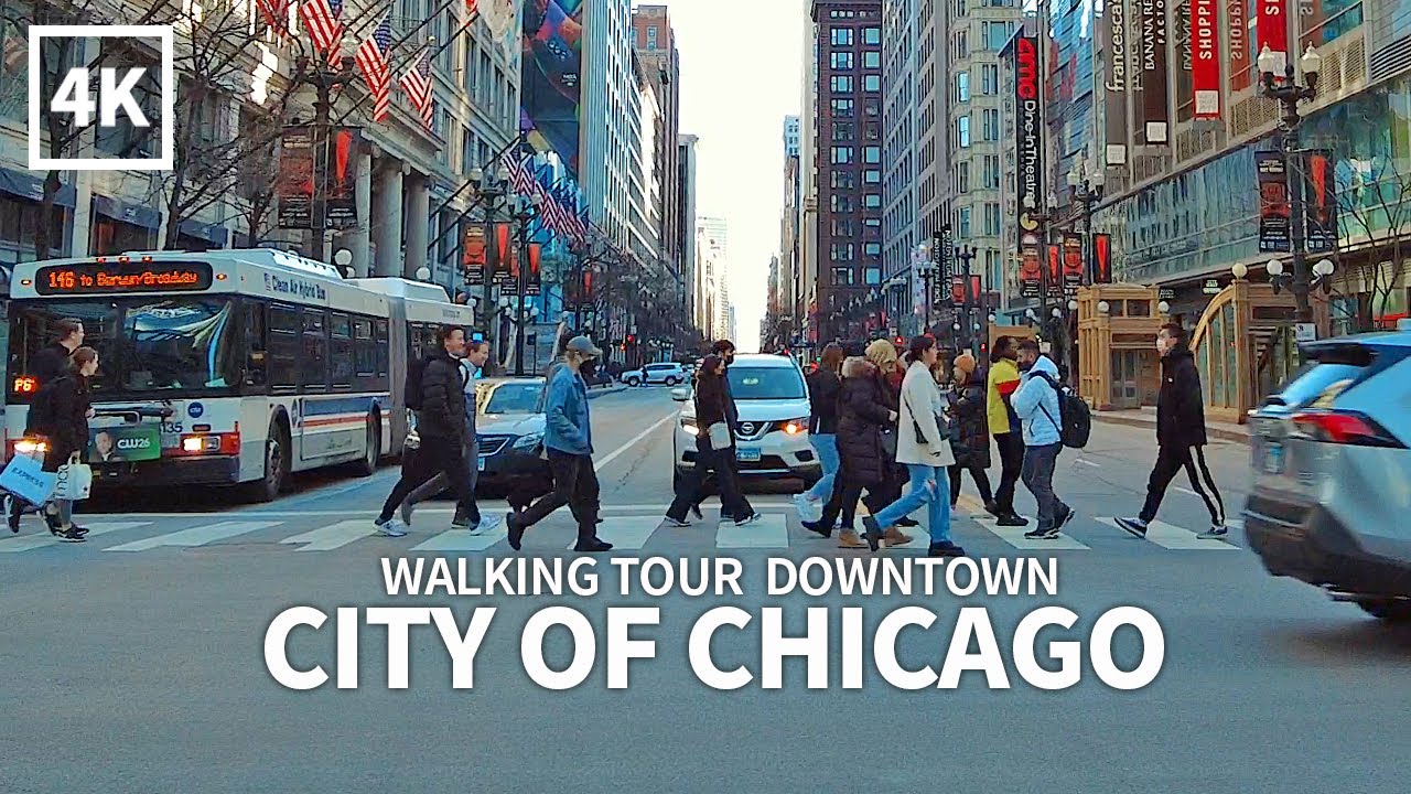 [4K] CHICAGO - Walking Tour Downtown Randolph Street & Michigan Avenue, Illinois