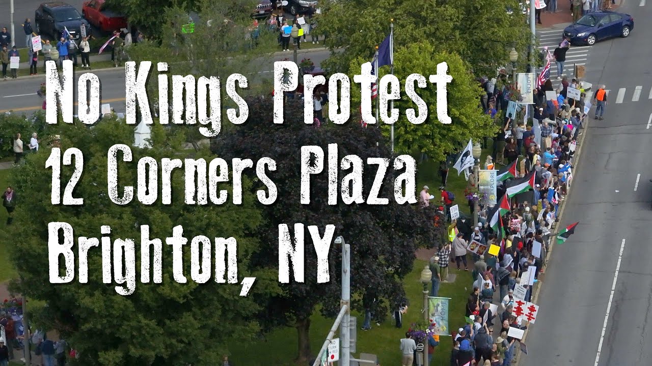 NO KINGS PROTEST Aerials 12 Corners Plaza Brighton, NY Rochester