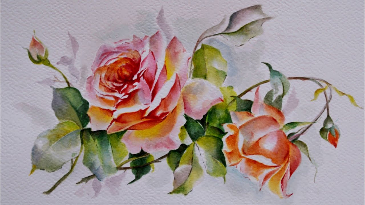 Soft Rose Watercolor Painting | Watetcolor Tutorial For Beginners