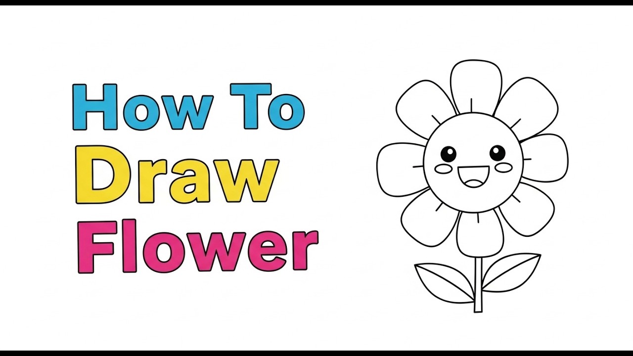 🌼 Easy Flower Drawing | Step-by-Step Drawing for Kids & Beginners | Learn to Draw Flowers