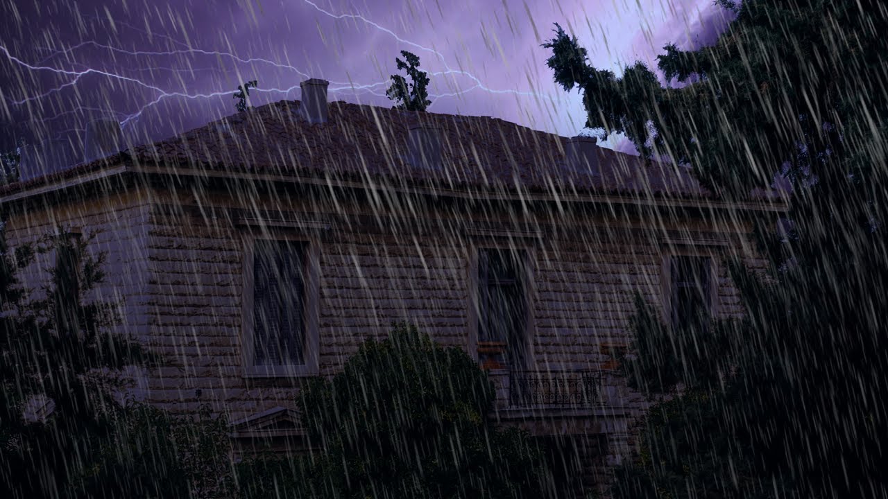 SOUND OF RAIN ON COLONIAL CLAY TILES, Rain on the Roof and Thunderstorms to Sleep Well 1 Hour