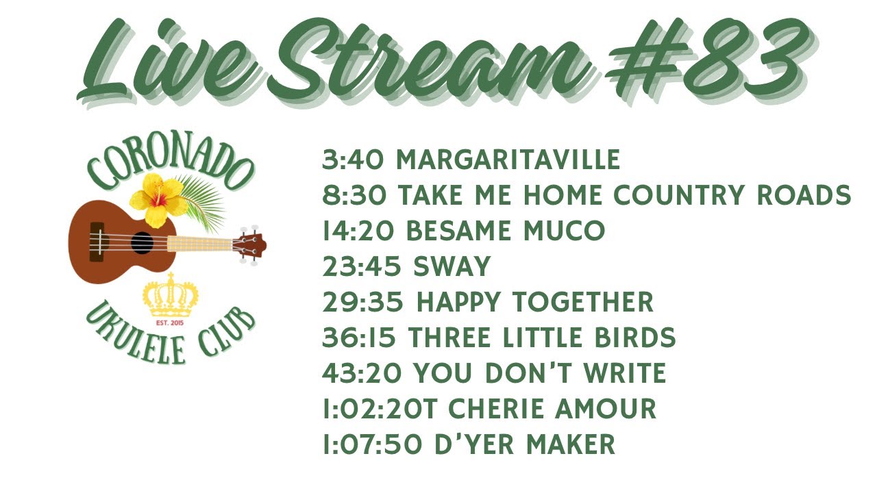 #83 Coronado Ukulele Club live stream practice 2/9/26