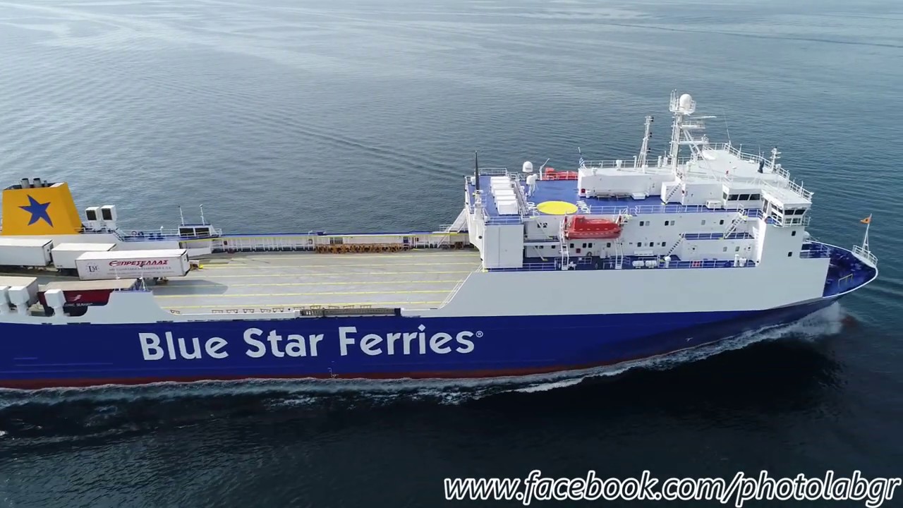 Aerial (drone) video - Blue Carrier 1 arriving at Piraeus !