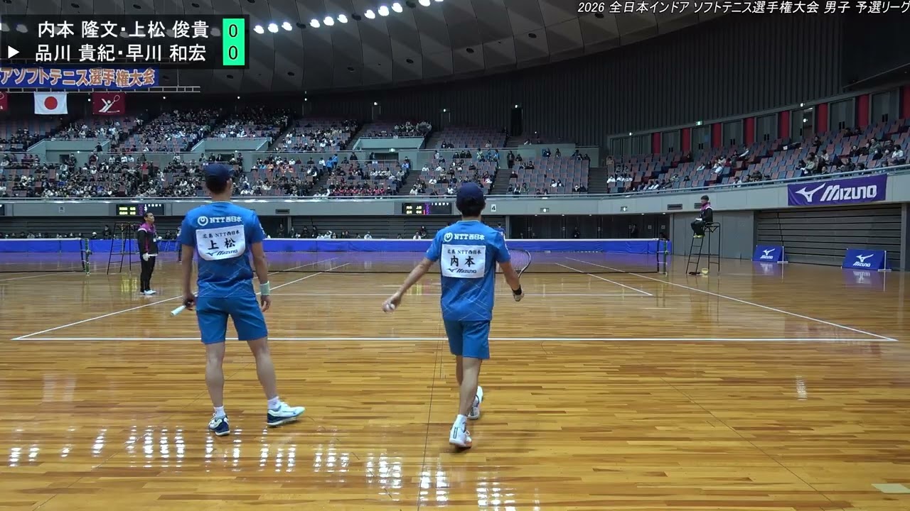 2026年 全日本インドア ソフトテニス選手権大会 男子 Cブロック  内本 隆文・上松 俊貴（ＮＴＴ西日本） 対 品川 貴紀・早川 和宏（福井県庁）