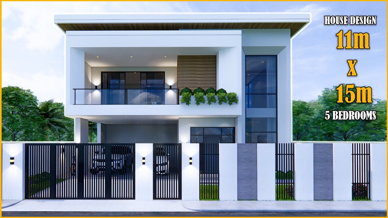 House Design | Modern House 2Storey  | 11m x 15m (288sqm) | 5 Bedrooms