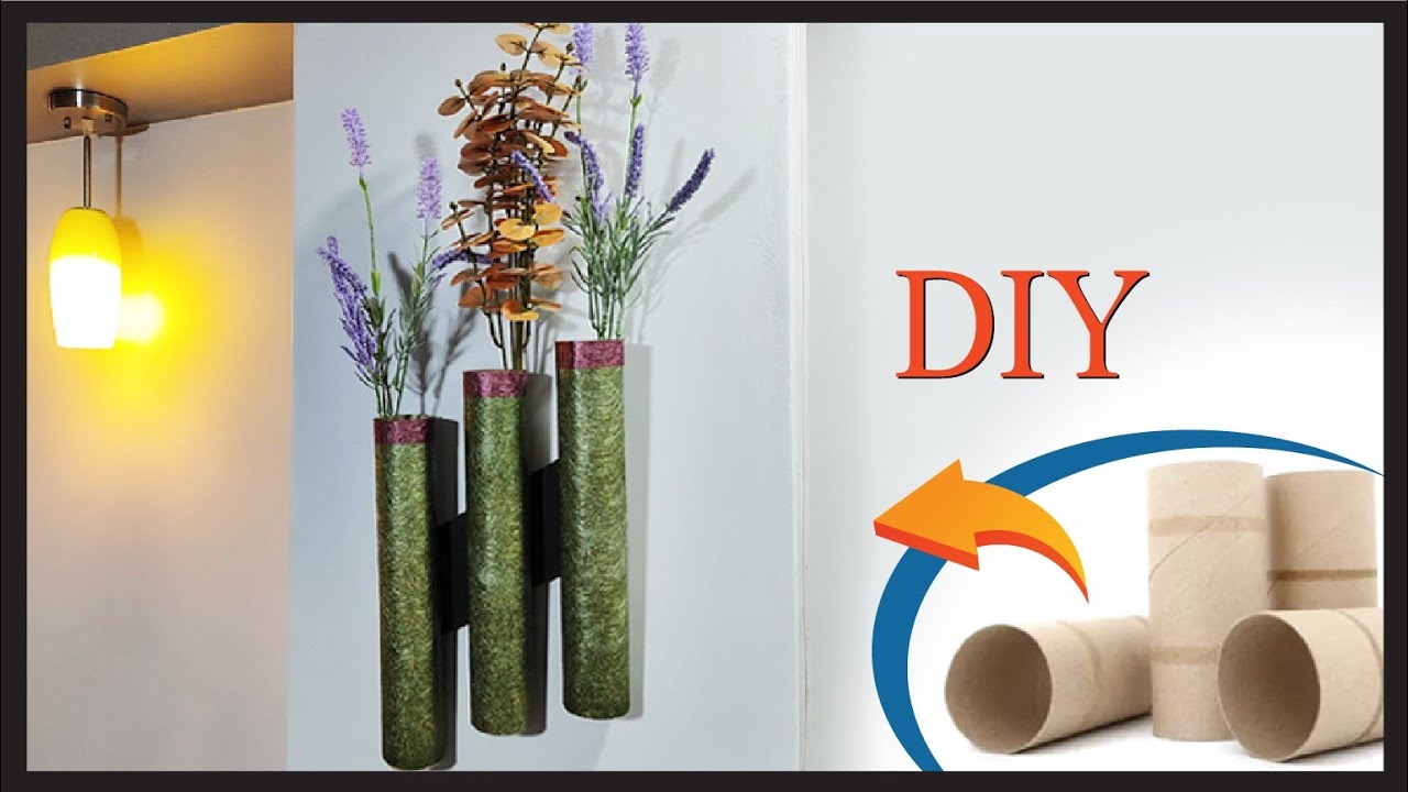 Unique DIY Home Decoration| wall hanging flower  Vase Using Toilet Paper Roll |amazing flower vase
