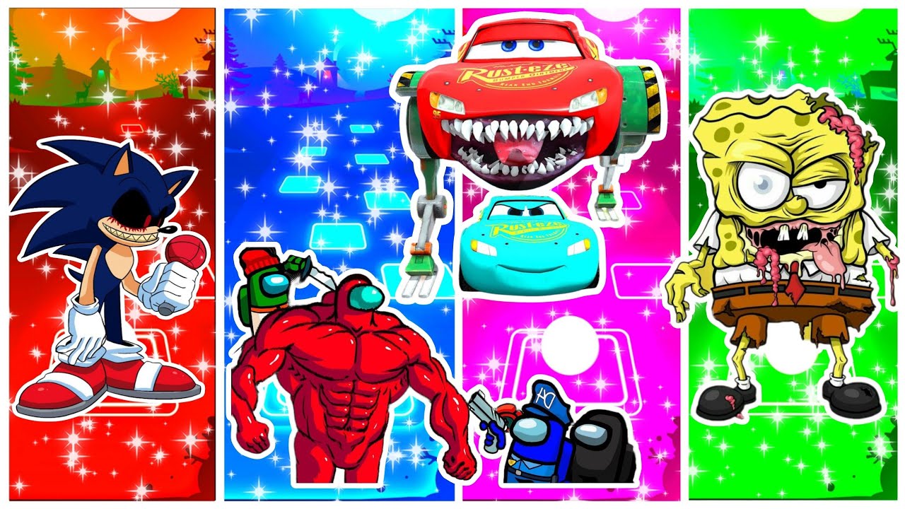 Sonic Eater VS Lightning McQueen Eater VS Amogus VS SpongeBob Eater - coffin Dance