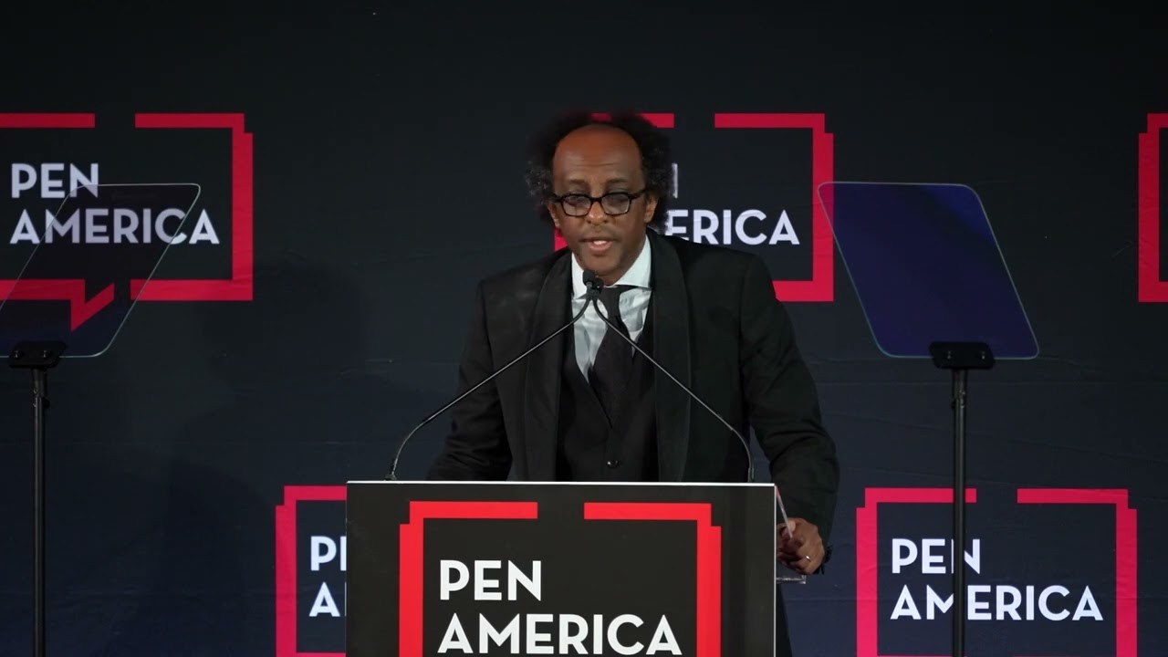 Author Dinaw Mengestu speaks at 2024 PEN America Literary Gala